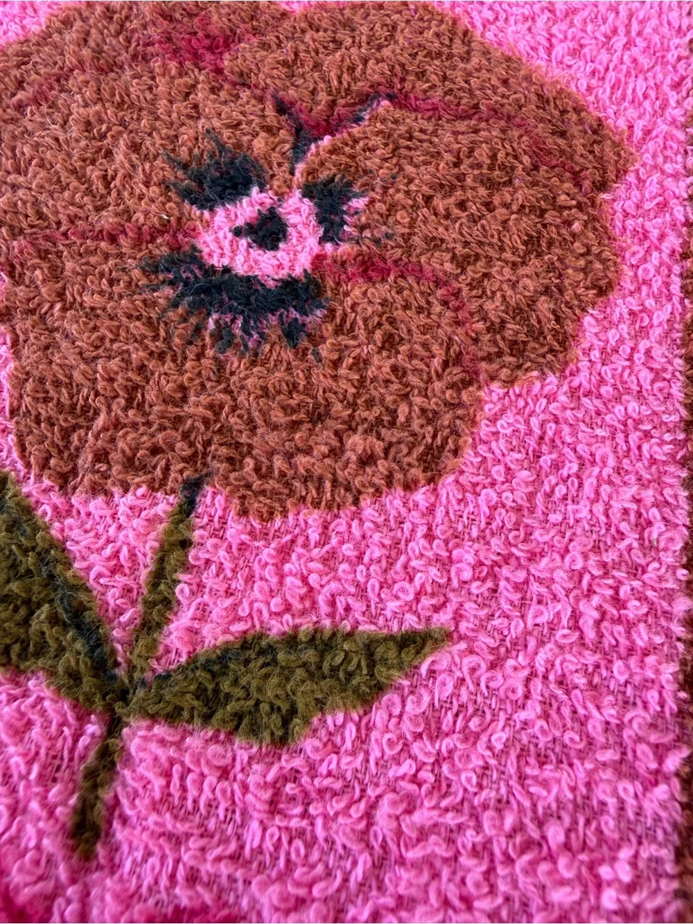 Vintage Canon Hot Pink Floral Fringed Kitchen Towel NOS 100% Cotton USA 17x30